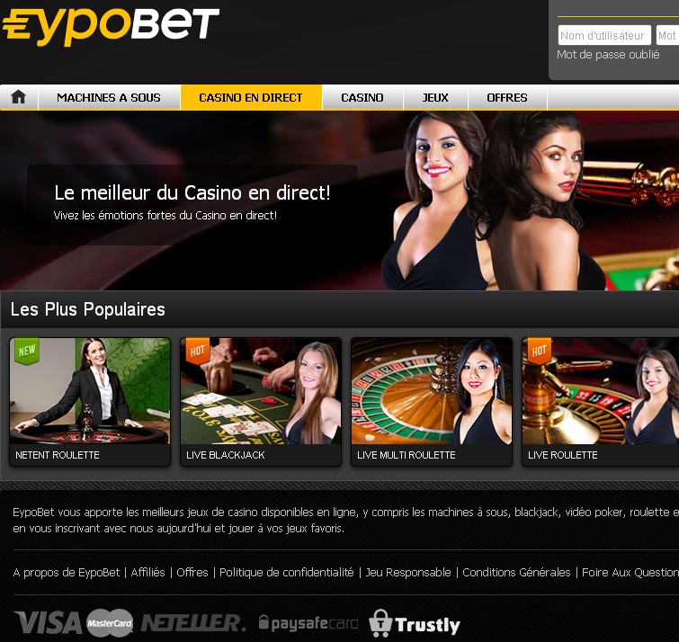 Eypobet Casino sur Live Casino En Ligne