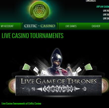 Tournoi Celtic Casino avec jeux et croupiers live