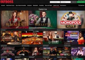 Casino en live Fatboss avec plus de 180 tables avec croupiers en direct