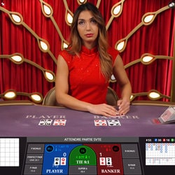 Capture d'ecran d'une table de baccarat en direct