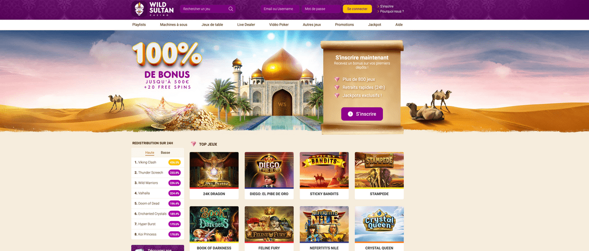 Wild Sultan est le site de reference pour joueurs de casino en direct