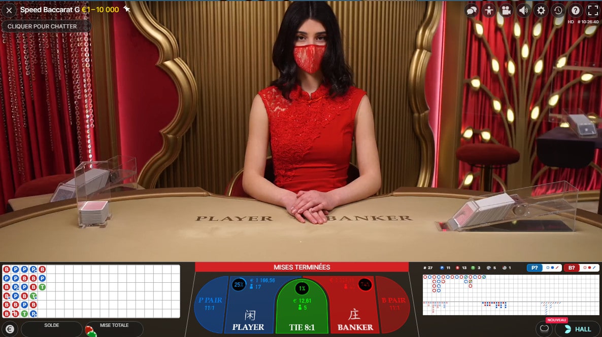 17 tables de Speed Baccarat d'Evolution à portée de clics