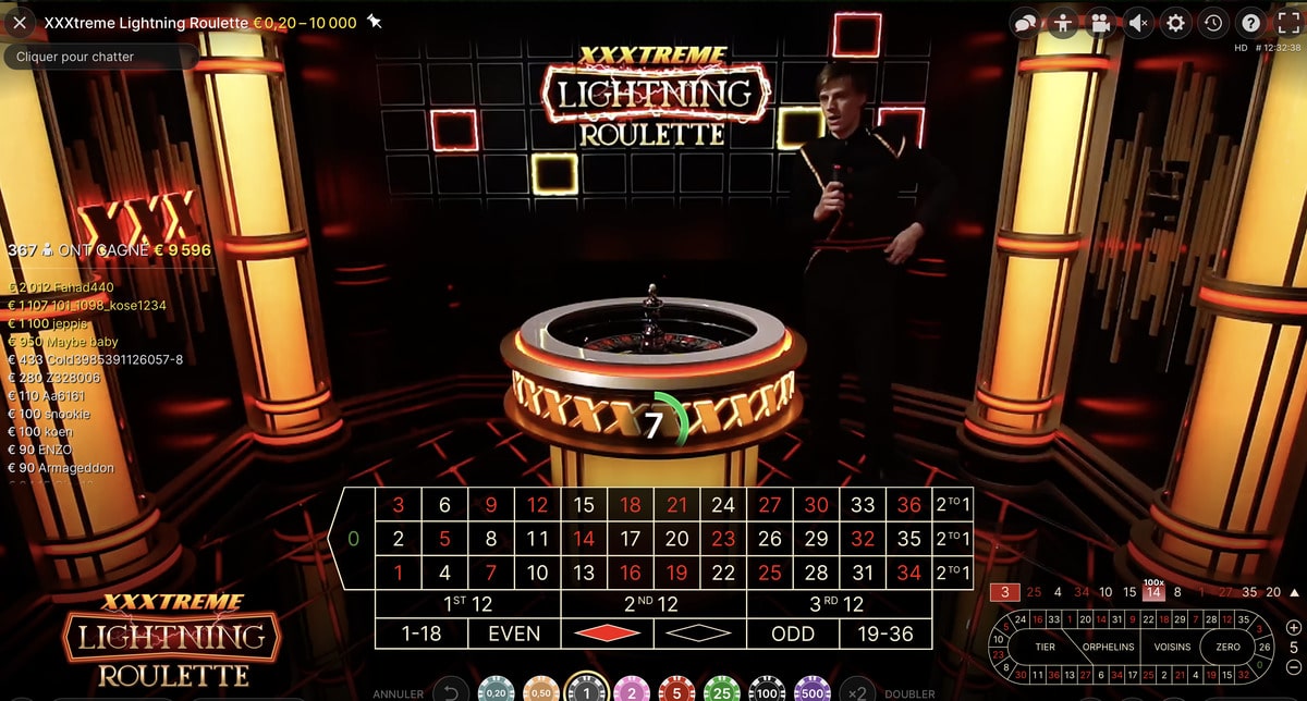 Croupier en direct du jeu XXXtreme Lightning Roulette